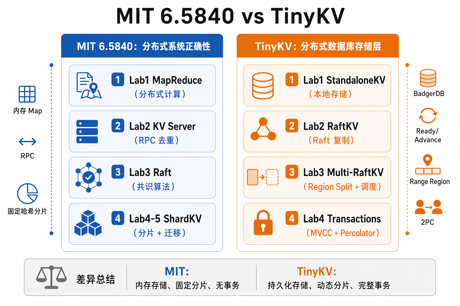 MIT 6.5840 和 TinyKV 的整体对比